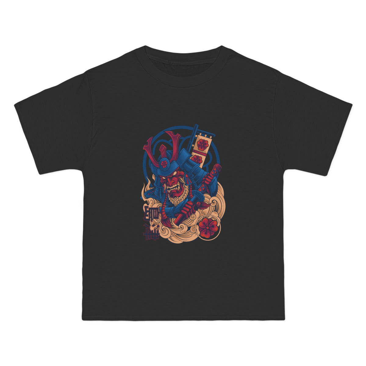 Dragon Blue Samurai Cartoon Graphic Tee-INNBLAC Fashion Apparel