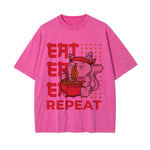 Eat Repeat Graphic Washed Tee-INNBLAC Fashion Apparel