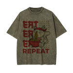 Eat Repeat Graphic Washed Tee-INNBLAC Fashion Apparel