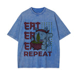 Eat Repeat Graphic Washed Tee-INNBLAC Fashion Apparel