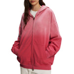 Women's Faded Double Slider Zip Hoodie-INNBLAC Fashion Apparel