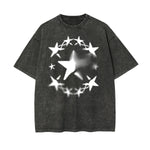 Faded Stars Graphic Washed Tee-INNBLAC Fashion Apparel