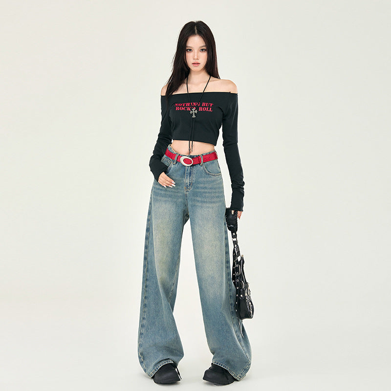 Faded Whiskers Straight Leg Jeans-INNBLAC Fashion Apparel