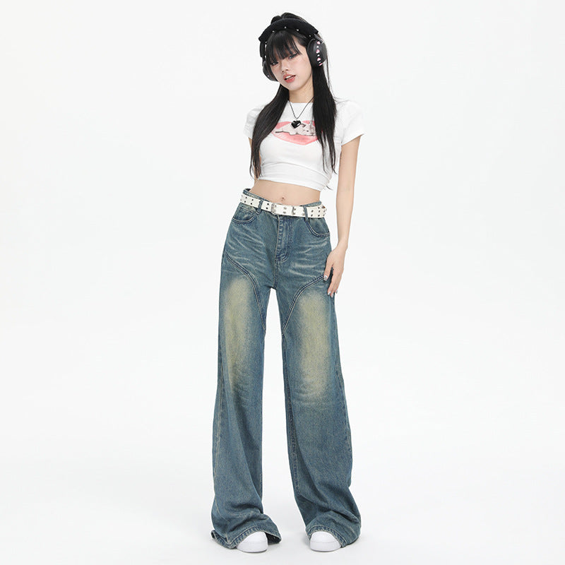 Faded Whiskers Straight Leg Jeans-INNBLAC Fashion Apparel