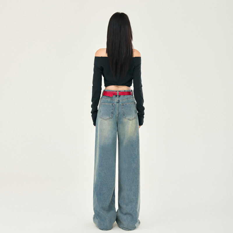 Faded Whiskers Straight Leg Jeans-INNBLAC Fashion Apparel