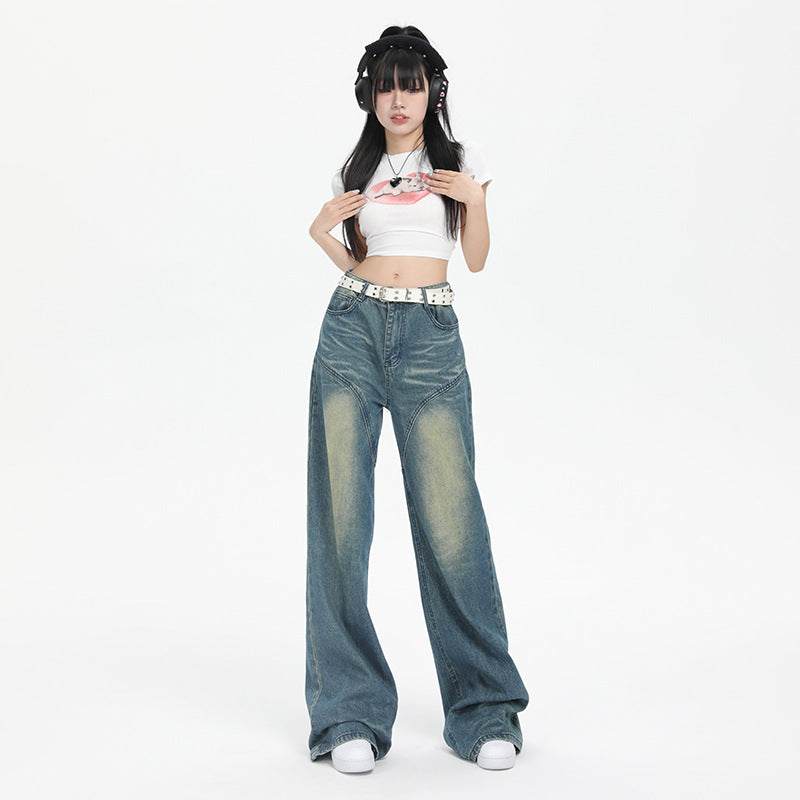 Faded Whiskers Straight Leg Jeans-INNBLAC Fashion Apparel