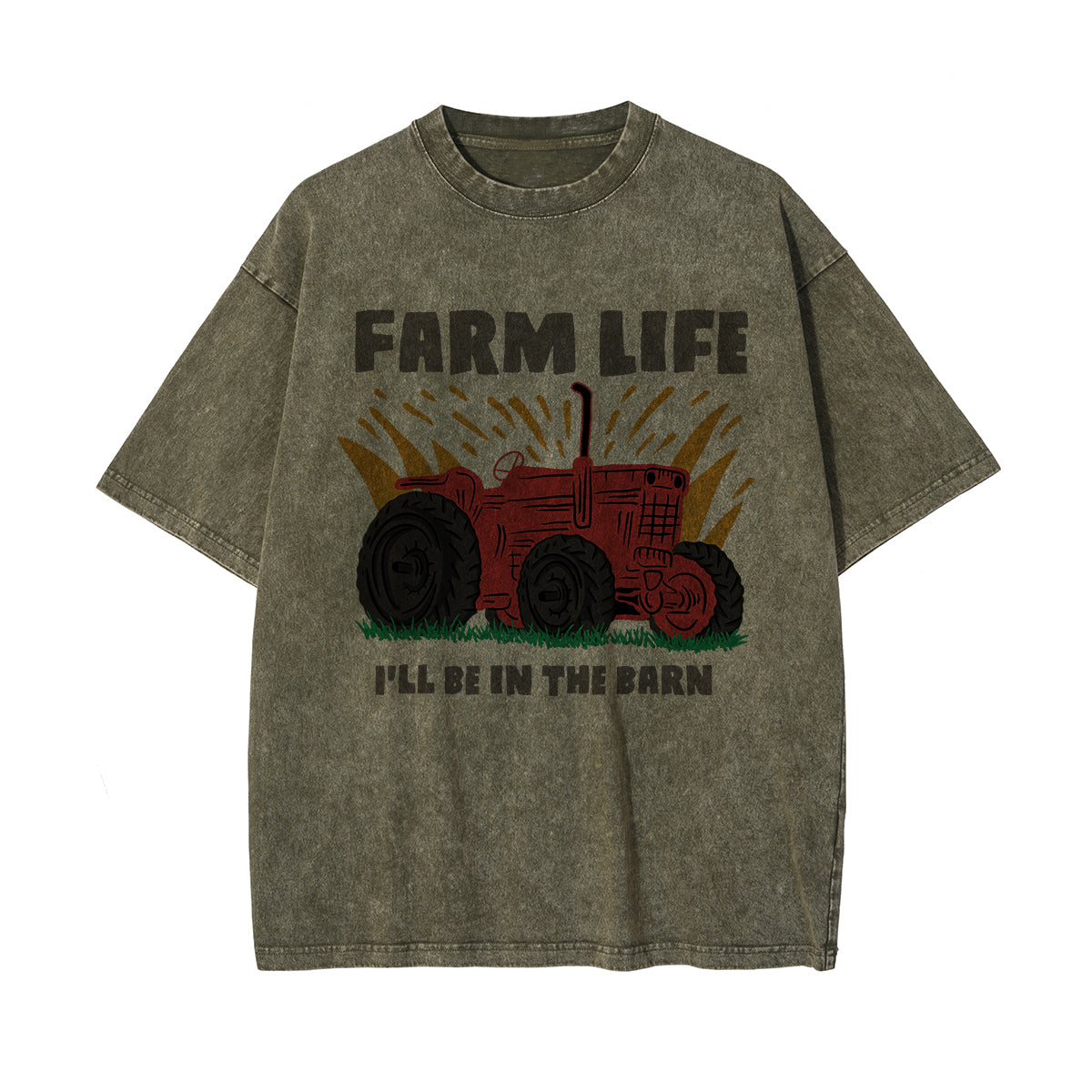 Farm Life Graphic Washed Tee-INNBLAC Fashion Apparel