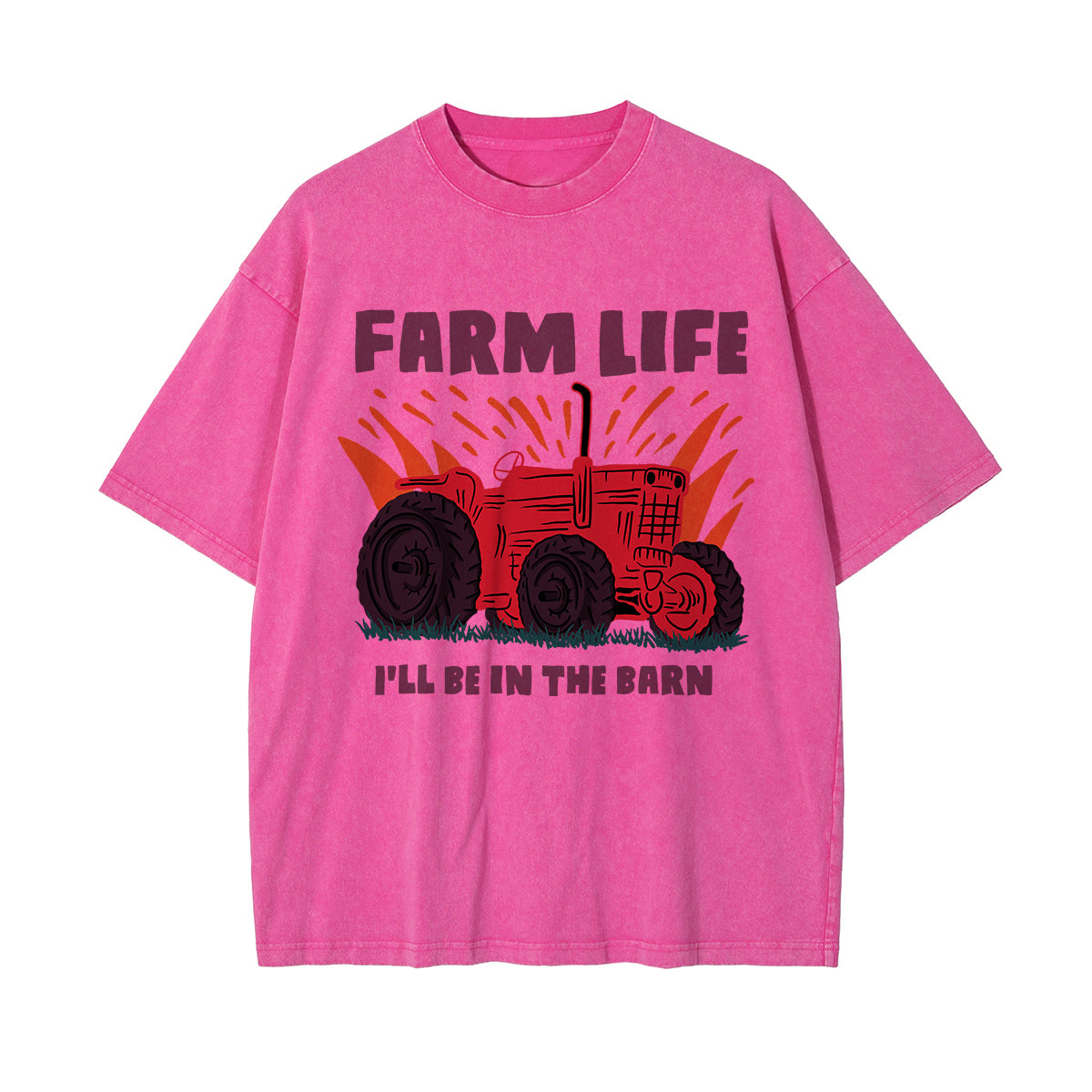 Farm Life Graphic Washed Tee-INNBLAC Fashion Apparel