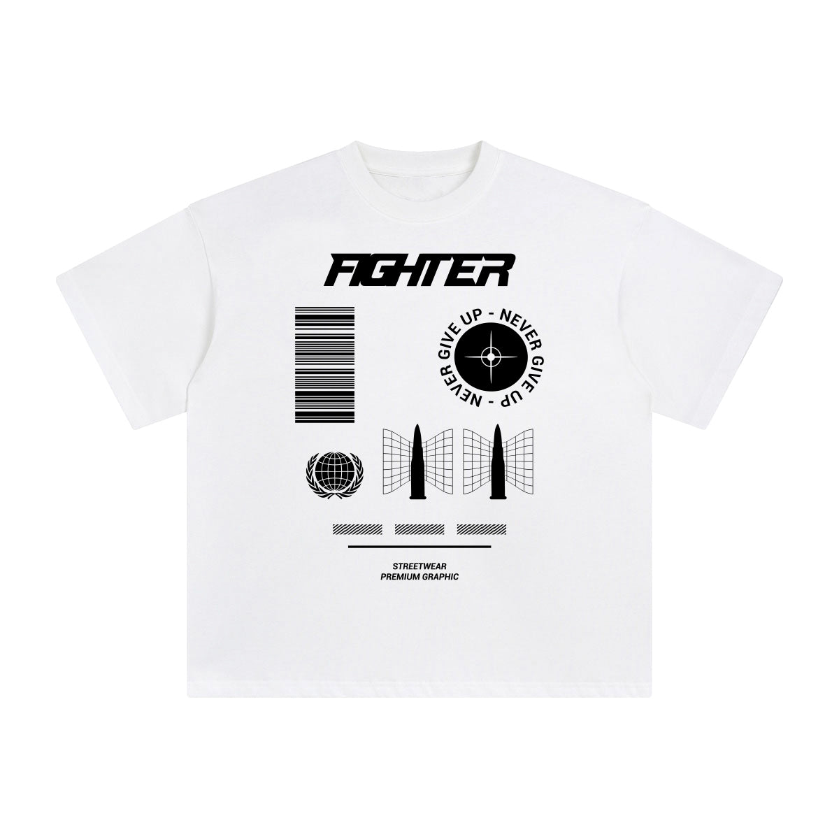 Fighter Never Give Up Abstract Graphic Tee-INNBLAC Fashion Apparel
