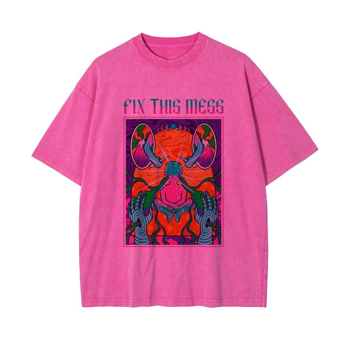 Fix This Mess Washed Graphic Tee-INNBLAC Fashion Apparel