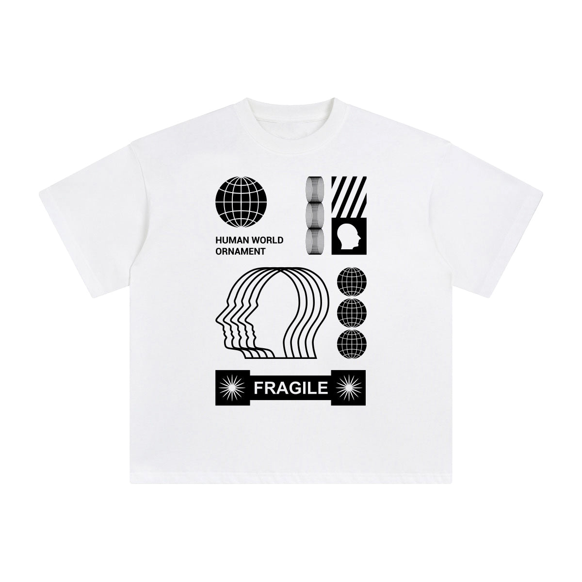 Fragile Abstract Graphic Tee-INNBLAC Fashion Apparel