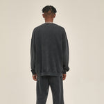 Washed Faded Crew Neck Sweatshirt-INNBLAC Fashion Apparel