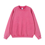 Washed Faded Crew Neck Sweatshirt-INNBLAC Fashion Apparel