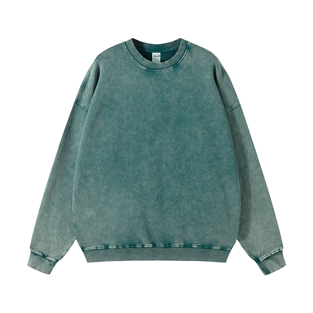 Washed Faded Crew Neck Sweatshirt-INNBLAC Fashion Apparel