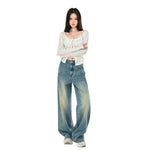 Front Seam High Rise Baggy Jeans-INNBLAC Fashion Apparel