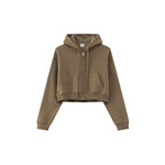 Cropped Zipped Up Hoodie-INNBLAC Fashion Apparel