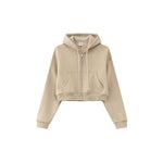 Cropped Zipped Up Hoodie-INNBLAC Fashion Apparel