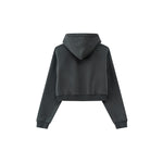 Cropped Zipped Up Hoodie-INNBLAC Fashion Apparel