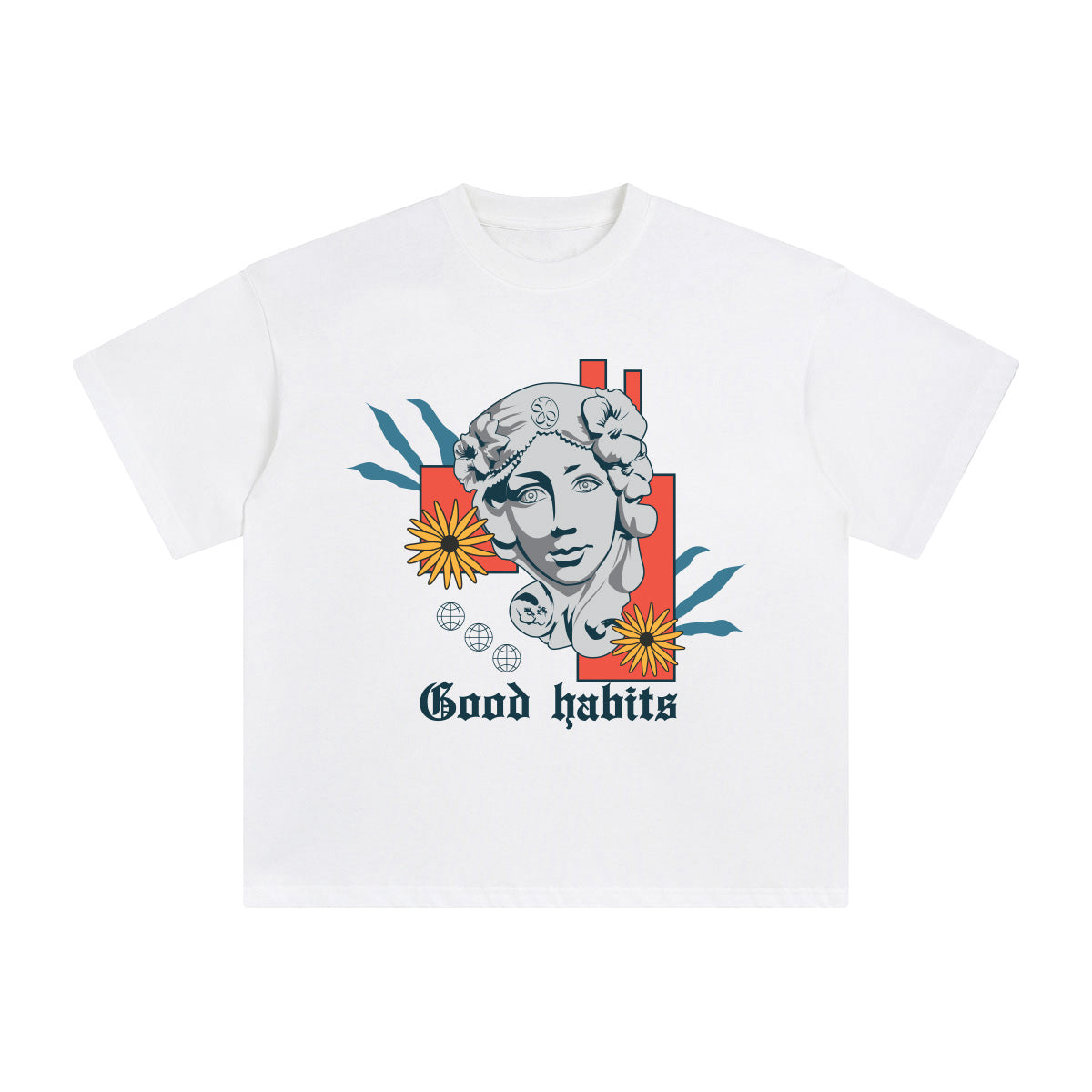 GOOD HABITS Plaster Statue Graphic Tee-INNBLAC Fashion Apparel