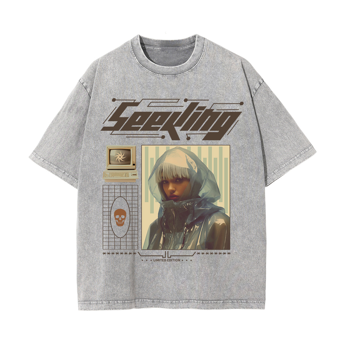 Girl Y2k Streetwear Graphic Washed Tee-INNBLAC Fashion Apparel