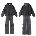 Grunge Outfits Wash Hoodie & Baggy Jeans-INNBLAC Fashion Apparel
