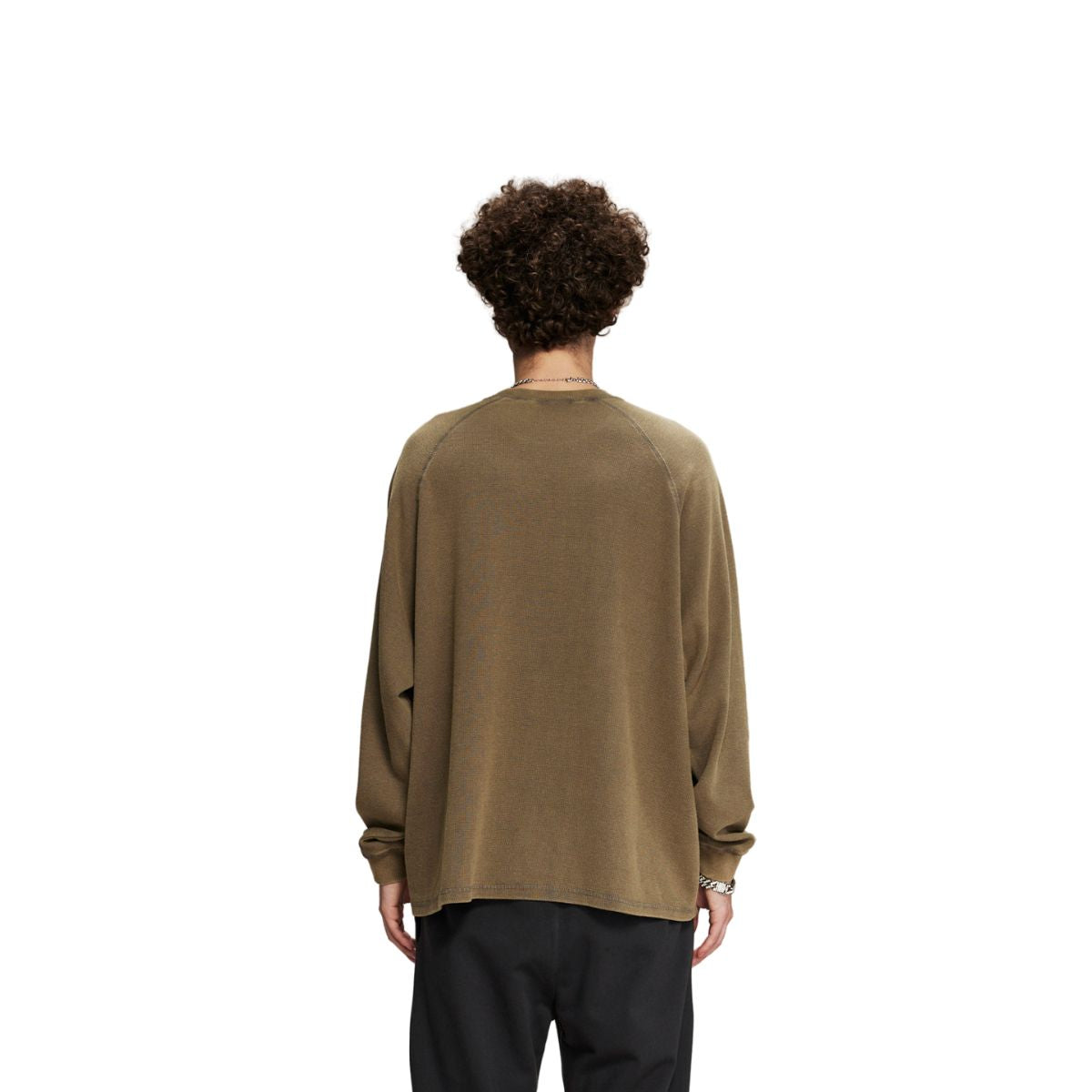 Heavyweight Waffle-knit Long Sleeve T Shirt-INNBLAC Fashion Apparel