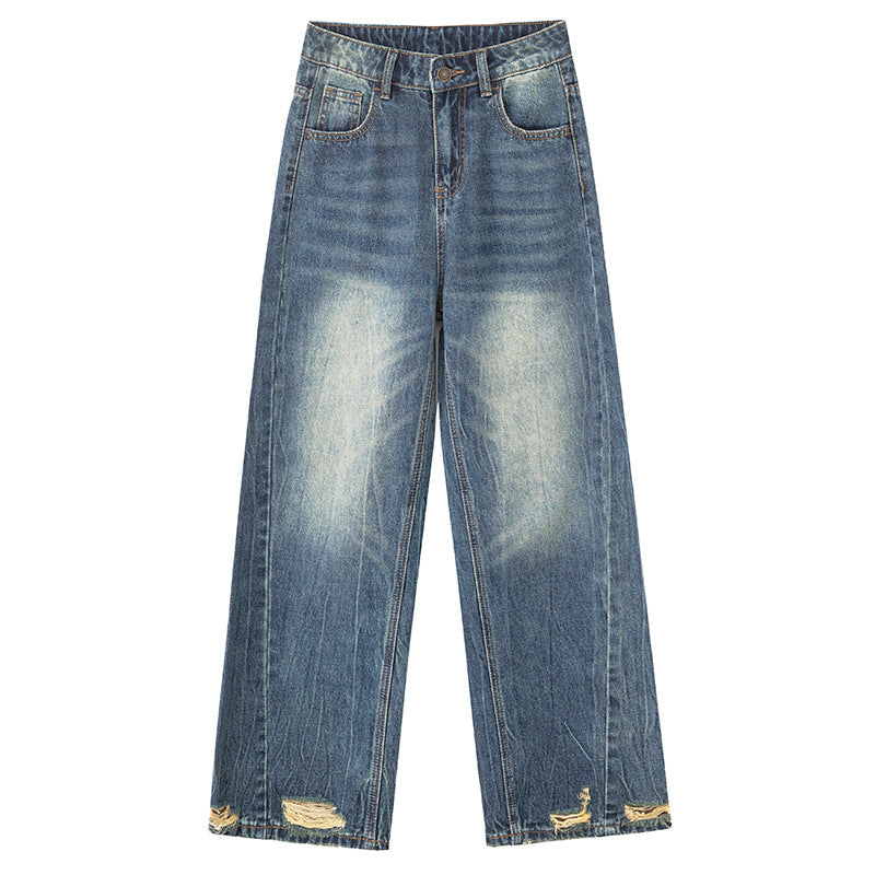 Hem Ripped Whiskers Jeans-INNBLAC Fashion Apparel