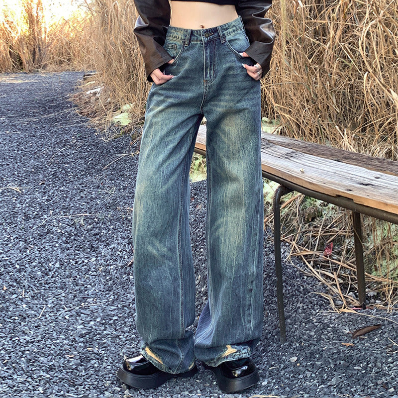 Hem Ripped Whiskers Jeans-INNBLAC Fashion Apparel