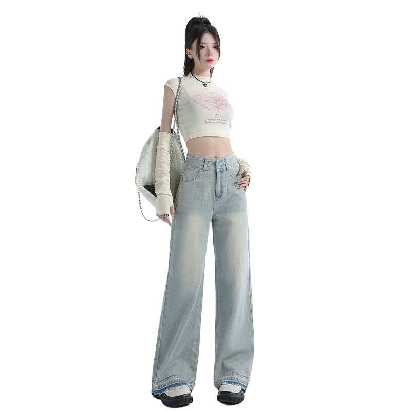 High Rise Double Button Baggy Jeans-INNBLAC Fashion Apparel