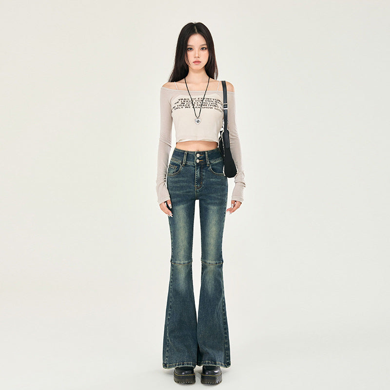 Stretch High Rise Skinny Flare Jeans-INNBLAC Fashion Apparel