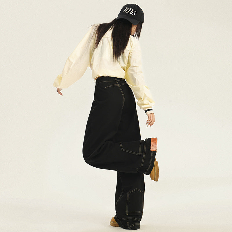 High Rise Upside Down Wide Leg Jeans-INNBLAC Fashion Apparel