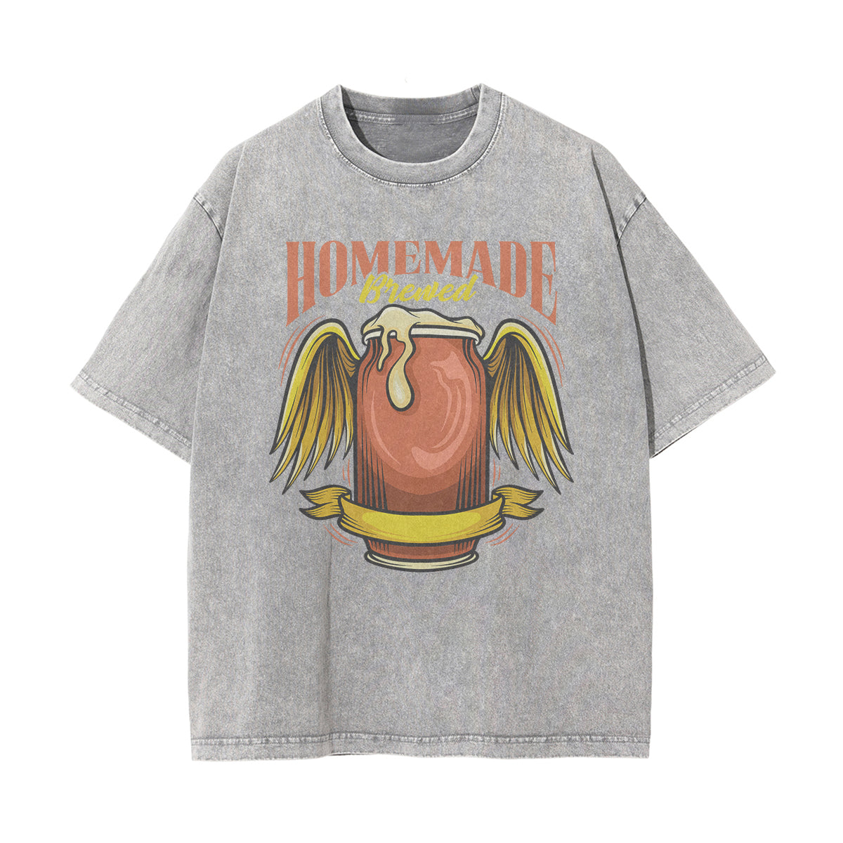 Homemade Brewed Stone Wash Graphic Tee-INNBLAC Fashion Apparel