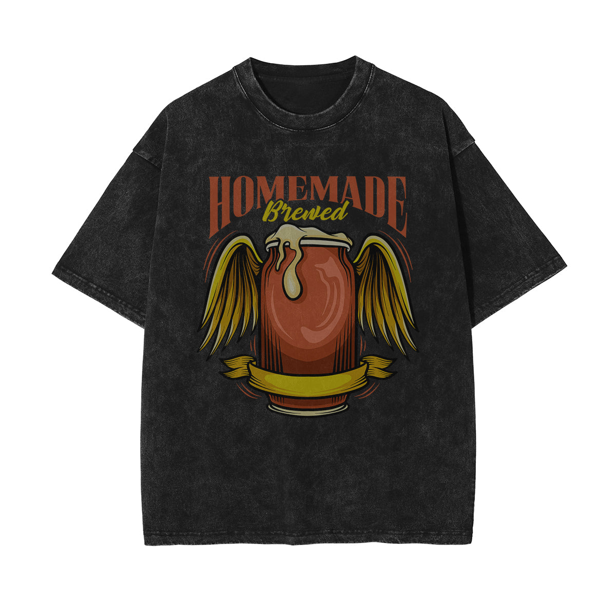 Homemade Brewed Stone Wash Graphic Tee-INNBLAC Fashion Apparel