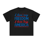 I Love My Freedom l Love My America Graphic Tee-INNBLAC Fashion Apparel