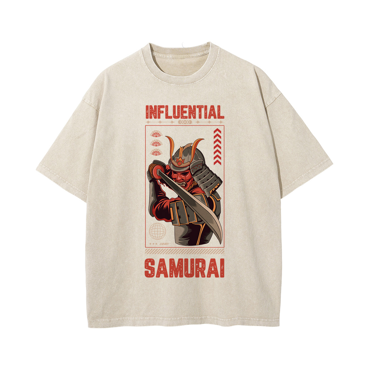 Influential Samurai Graphic Washed Tee-INNBLAC Fashion Apparel