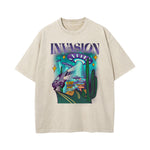 Invasion Washed Cartoon Graphic Tee-INNBLAC Fashion Apparel