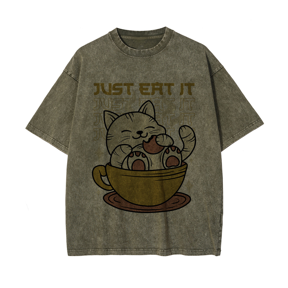 Just Eat lt Graphic Washed Tee-INNBLAC Fashion Apparel