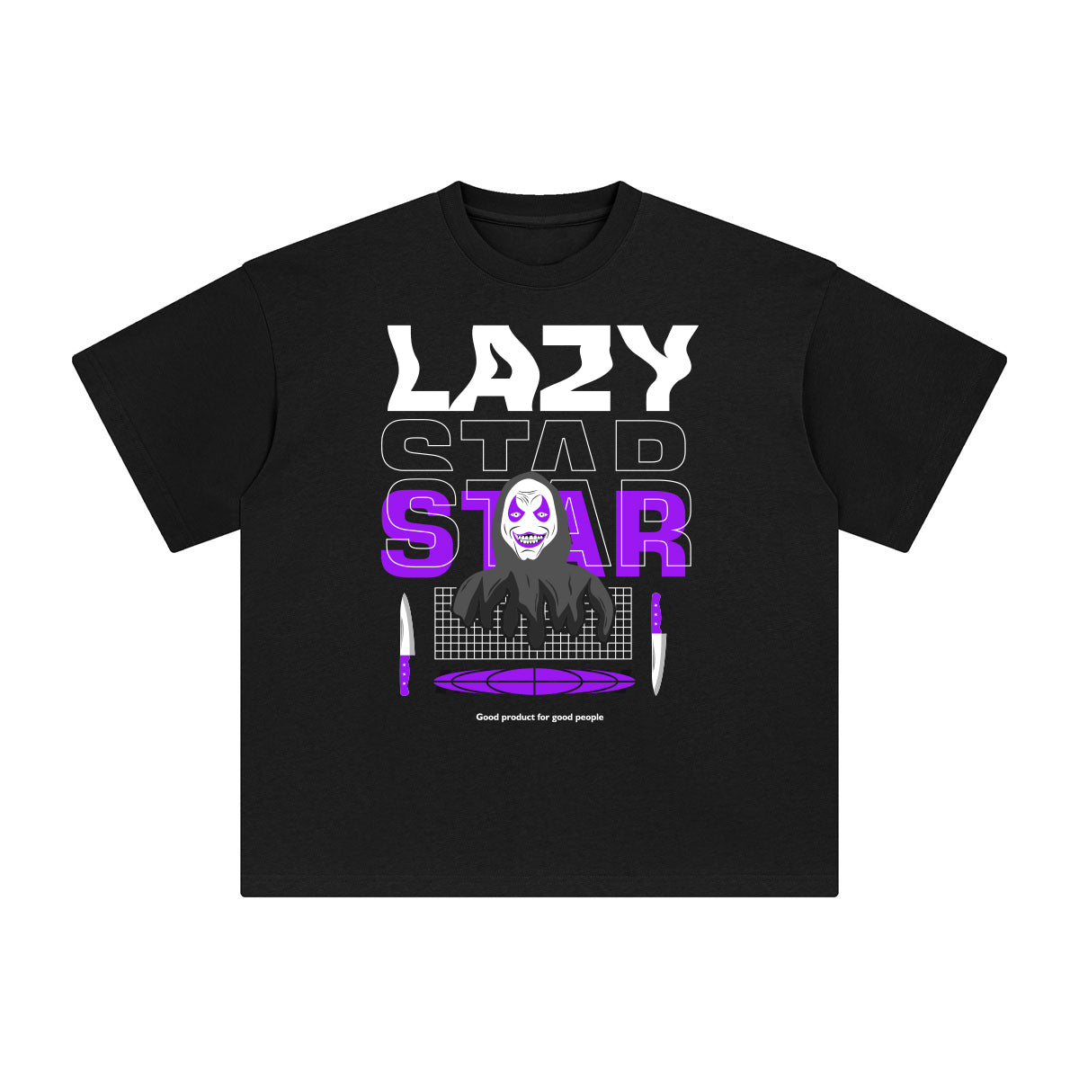 Lazy Star Abstract Graphic Tee-INNBLAC Fashion Apparel