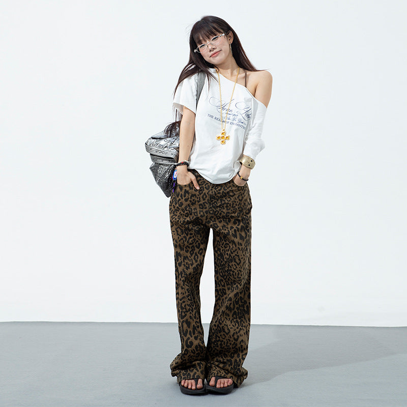 Leopard Printed High Rise Jeans-INNBLAC Fashion Apparel