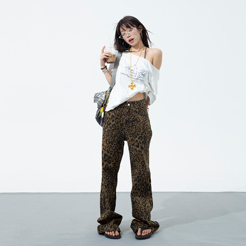 Leopard Printed High Rise Jeans-INNBLAC Fashion Apparel