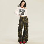 Leopard Printed Straight Leg Cargo Pants-INNBLAC Fashion Apparel