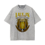 Life is Brewtiful Graphic Washed Tee-INNBLAC Fashion Apparel