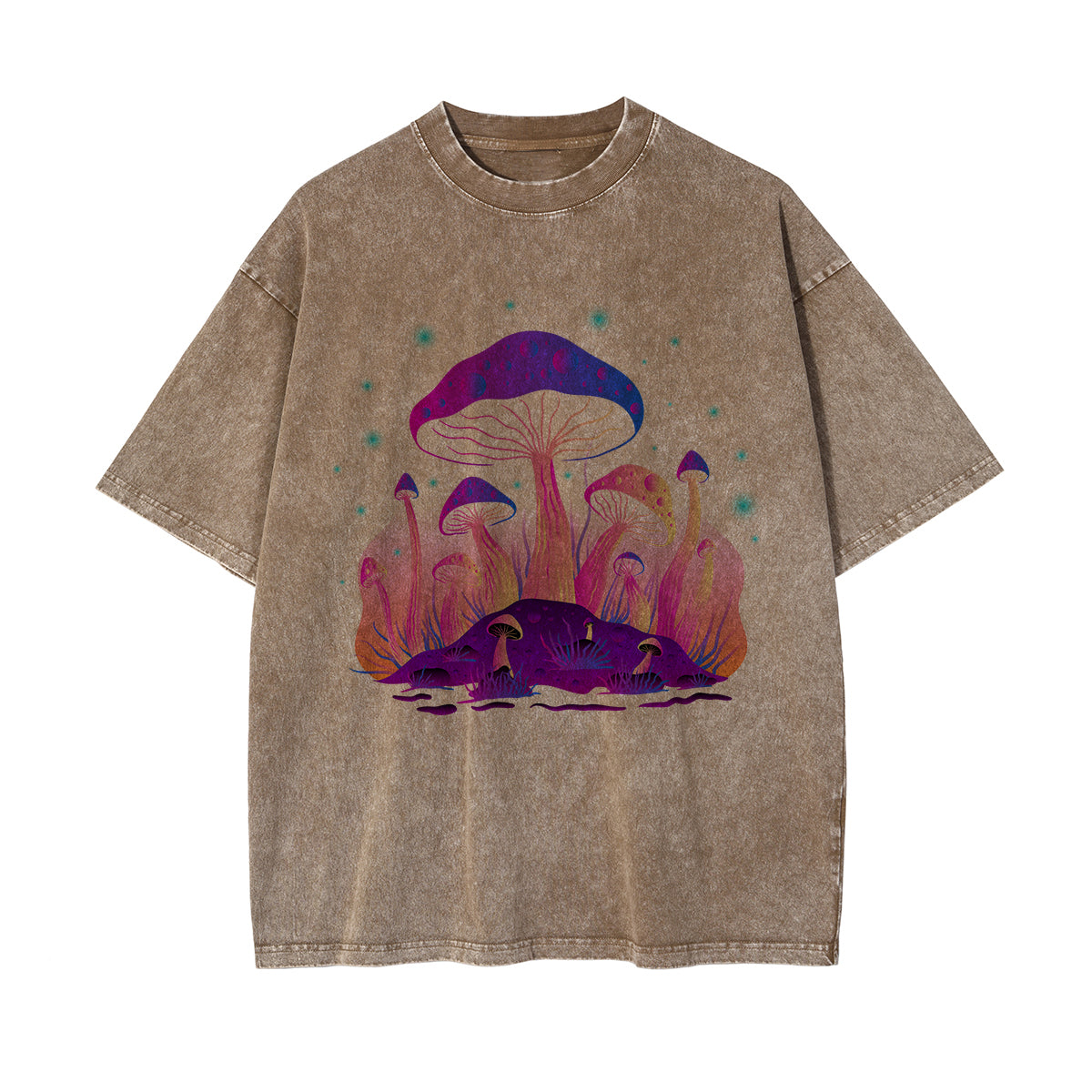 Lovely Mushroom Washed Graphic Tee-INNBLAC Fashion Apparel