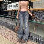 Low Rise Washed Whiskers Jeans-INNBLAC Fashion Apparel