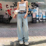 Low Rise Faded Wide Leg Jeans-INNBLAC Fashion Apparel