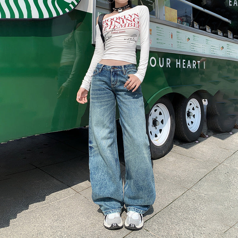 Low Rise Straight Leg Jeans-INNBLAC Fashion Apparel