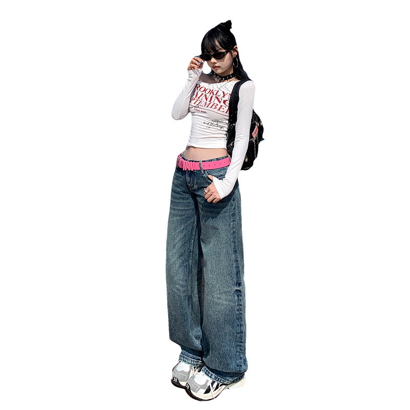 Low Rise Straight Leg Jeans-INNBLAC Fashion Apparel
