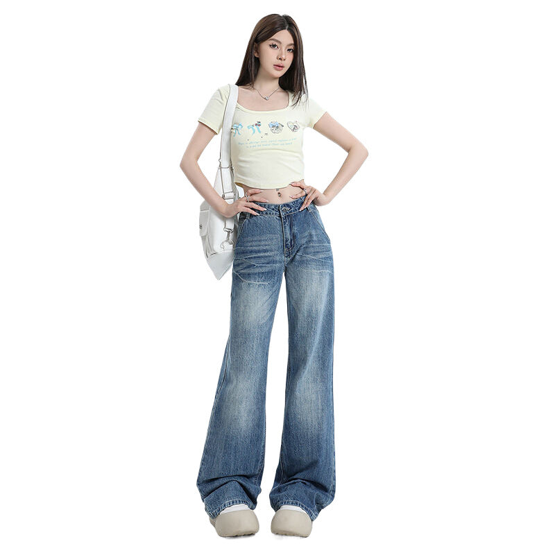 Low Rise Whiskers Flare Jeans-INNBLAC Fashion Apparel