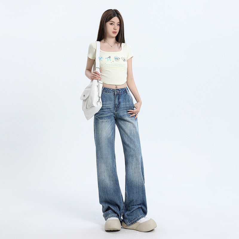 Low Rise Whiskers Flare Jeans-INNBLAC Fashion Apparel