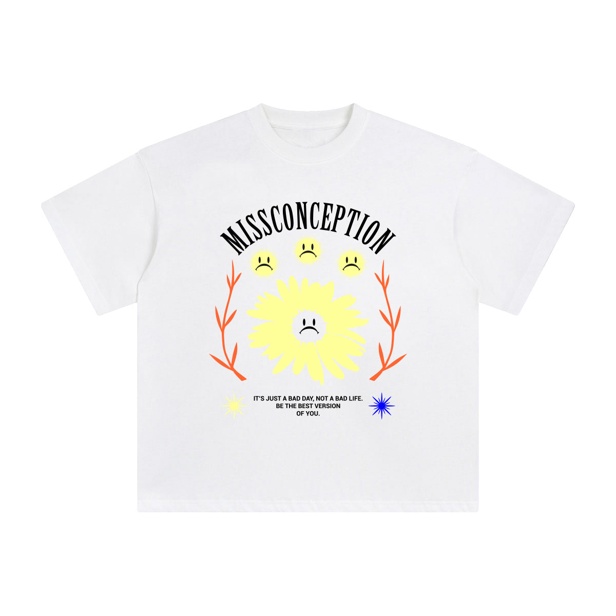 MISSCONCEPTION Unhappy Emoji Graphic Tee-INNBLAC Fashion Apparel
